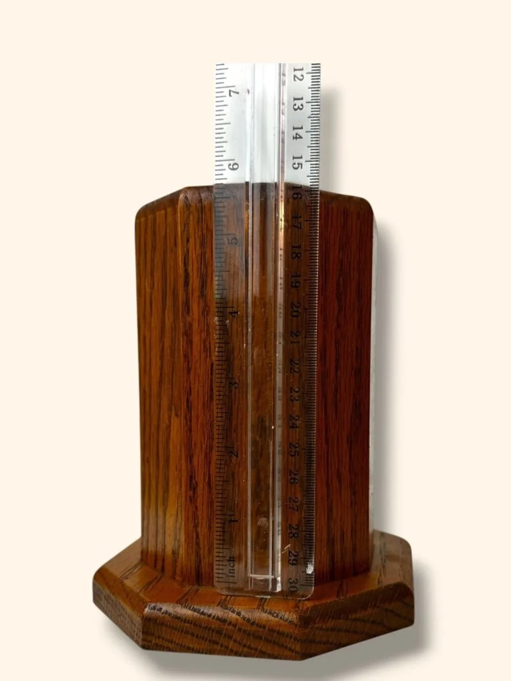 Handcrafted Octagonal Wooden Holder With Rich Grain Finish 6.5